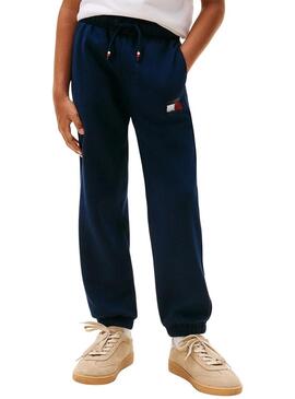 Pantaloni da tuta per bambini Tommy Hilfiger Flag blu.
