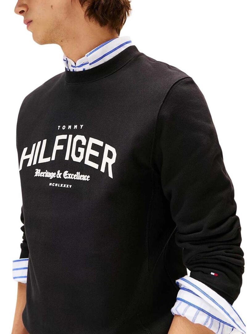 Felpa Tommy Hilfiger Arch nera per uomo