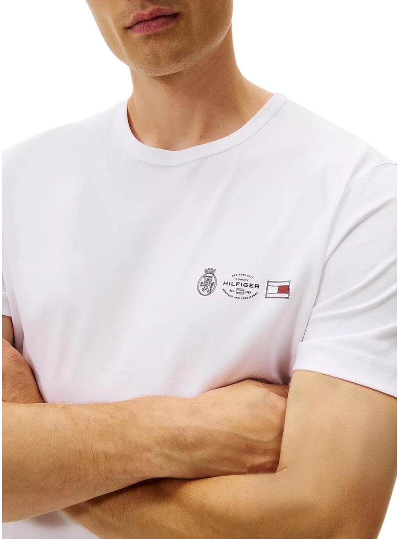 Maglietta Tommy Hilfiger Small Crest bianca per uomo.