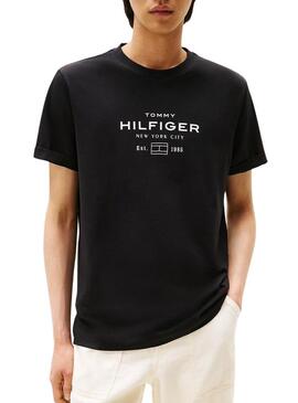 Maglietta Tommy Hilfiger Stack nera per uomo