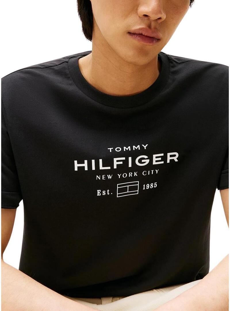 Maglietta Tommy Hilfiger Stack nera per uomo