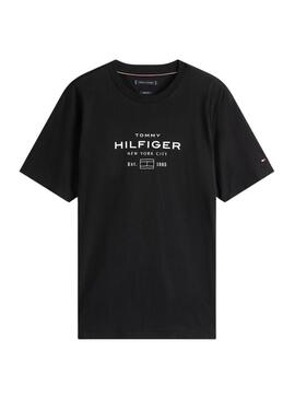 Maglietta Tommy Hilfiger Stack nera per uomo
