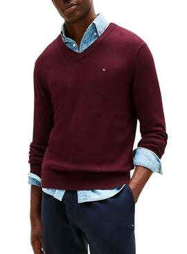Maglione in cashmere bordeaux Tommy Hilfiger per uomo.