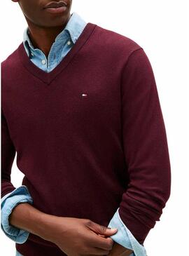Maglione in cashmere bordeaux Tommy Hilfiger per uomo.