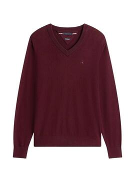 Maglione in cashmere bordeaux Tommy Hilfiger per uomo.
