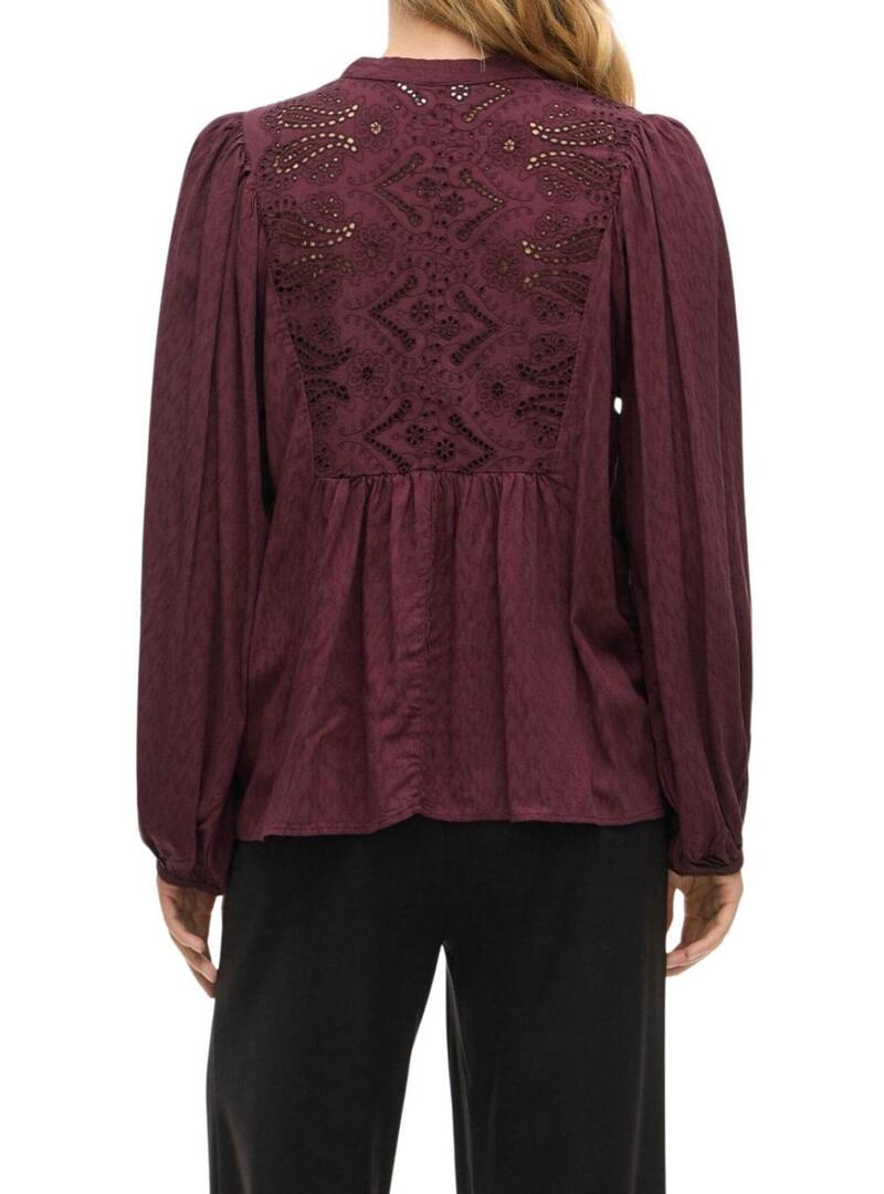 Camicetta Vila Vityra in pizzo color granata per donna