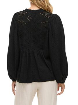 Blusa Vila Vityra in pizzo nero per donna
