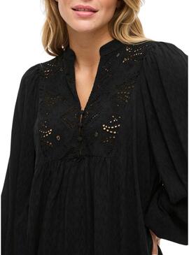 Blusa Vila Vityra in pizzo nero per donna