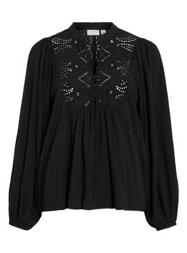 Blusa Vila Vityra in pizzo nero per donna