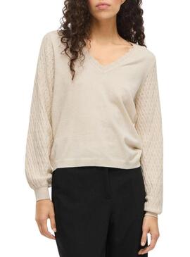 Maglia Vila Viemi reversibile beige da donna