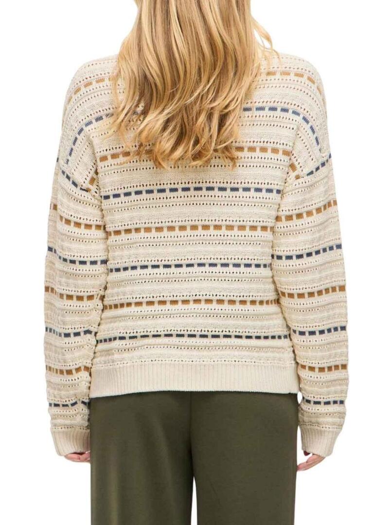 Maglia a righe beige Vila Vimarian per donna.