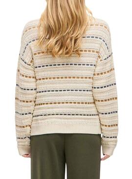 Maglia a righe beige Vila Vimarian per donna.
