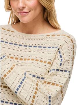 Maglia a righe beige Vila Vimarian per donna.