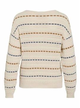 Maglia a righe beige Vila Vimarian per donna.