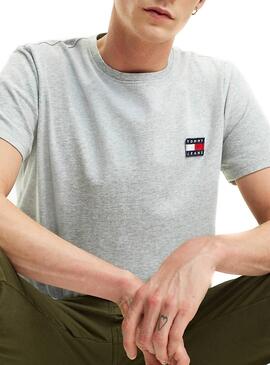 T-Shirt Tommy Jeans Badge Grigio Uomo