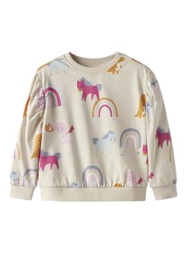Felpa Name It Nula unicorno beige per bambina