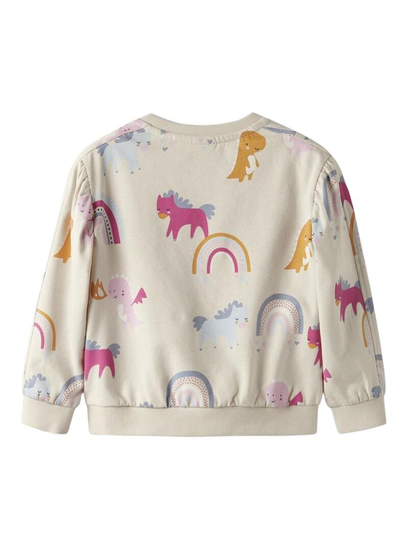 Felpa Name It Nula unicorno beige per bambina