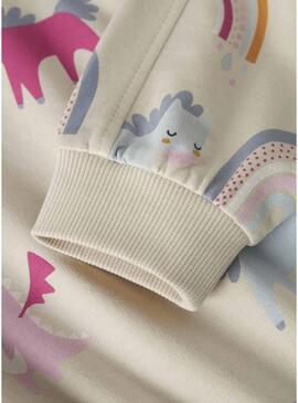 Felpa Name It Nula unicorno beige per bambina