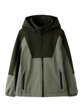 Giacca antivento Name It Alfa08 softshell verde bambino