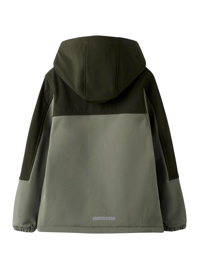 Giacca antivento Name It Alfa08 softshell verde bambino