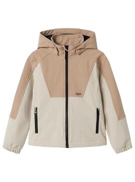 Giacca antivento Name It Alfa08 Softshell beige per bambini.