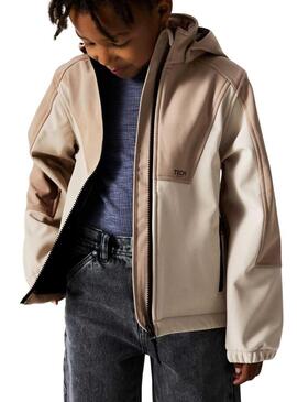 Giacca antivento Name It Alfa08 Softshell beige per bambini.