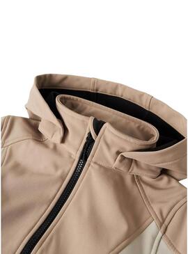 Giacca antivento Name It Alfa08 Softshell beige per bambini.