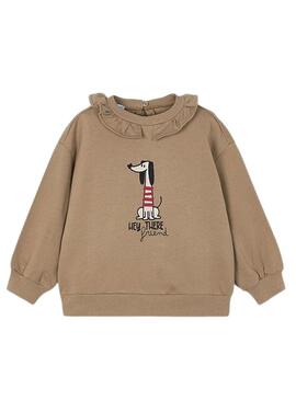 Felpa Mayoral con collo a volant color cammello per bambina