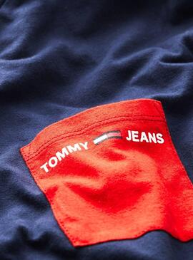 T-Shirt Tommy Jeans Contrast Pocket Navy Uomo