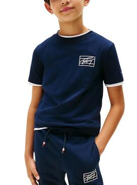 Maglietta Tommy Hilfiger Varsity logo blu marino per bambino