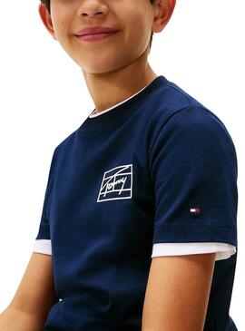 Maglietta Tommy Hilfiger Varsity logo blu marino per bambino