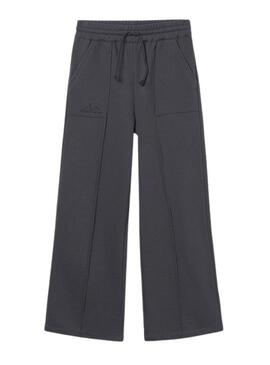 Pantaloni lunghi in felpa a gamba larga grigi per bambina Mayoral.