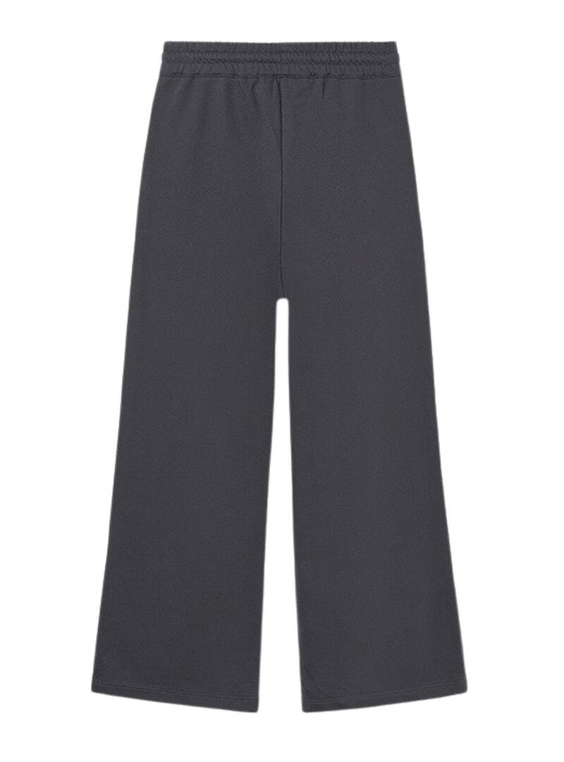 Pantaloni lunghi in felpa a gamba larga grigi per bambina Mayoral.