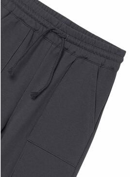 Pantaloni lunghi in felpa a gamba larga grigi per bambina Mayoral.
