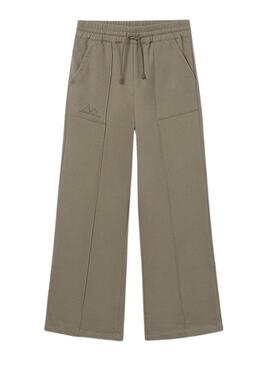 Pantaloni Mayoral lunghi in pile a gamba larga verde per bambina