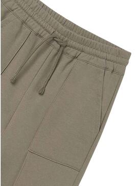 Pantaloni Mayoral lunghi in pile a gamba larga verde per bambina