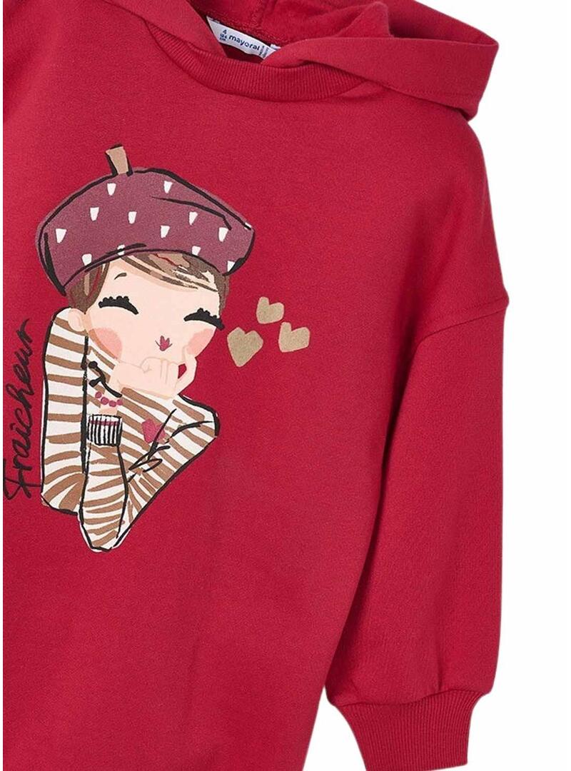 Abito Mayoral in pile con cappuccio rosso per bambina