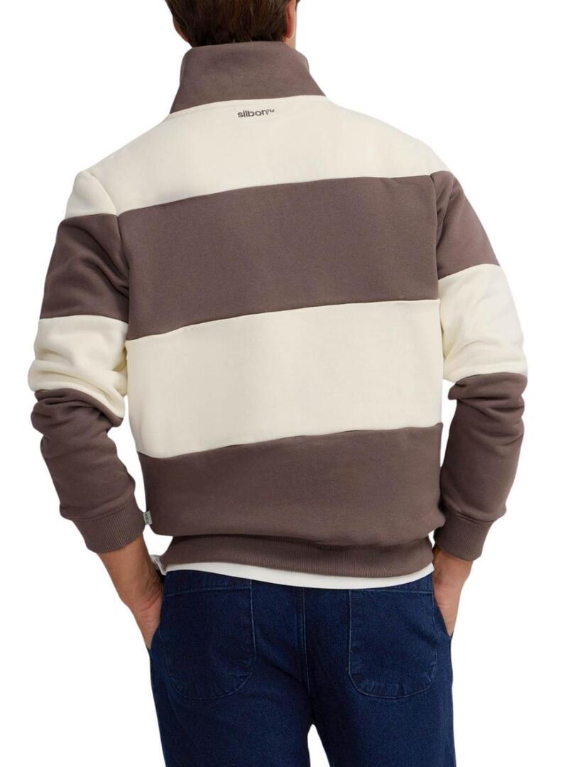 Felpa a righe marrone e beige Silbon per uomo