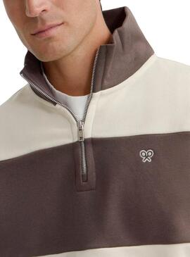 Felpa a righe marrone e beige Silbon per uomo