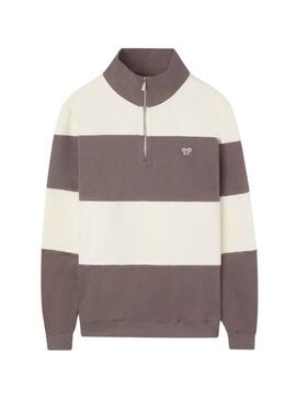 Felpa a righe marrone e beige Silbon per uomo