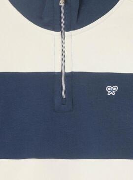 Felpa a righe blu e beige Silbon per uomo