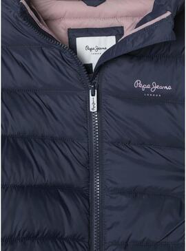 Giacca Pepe Jeans trapuntata blu navy per bambina.