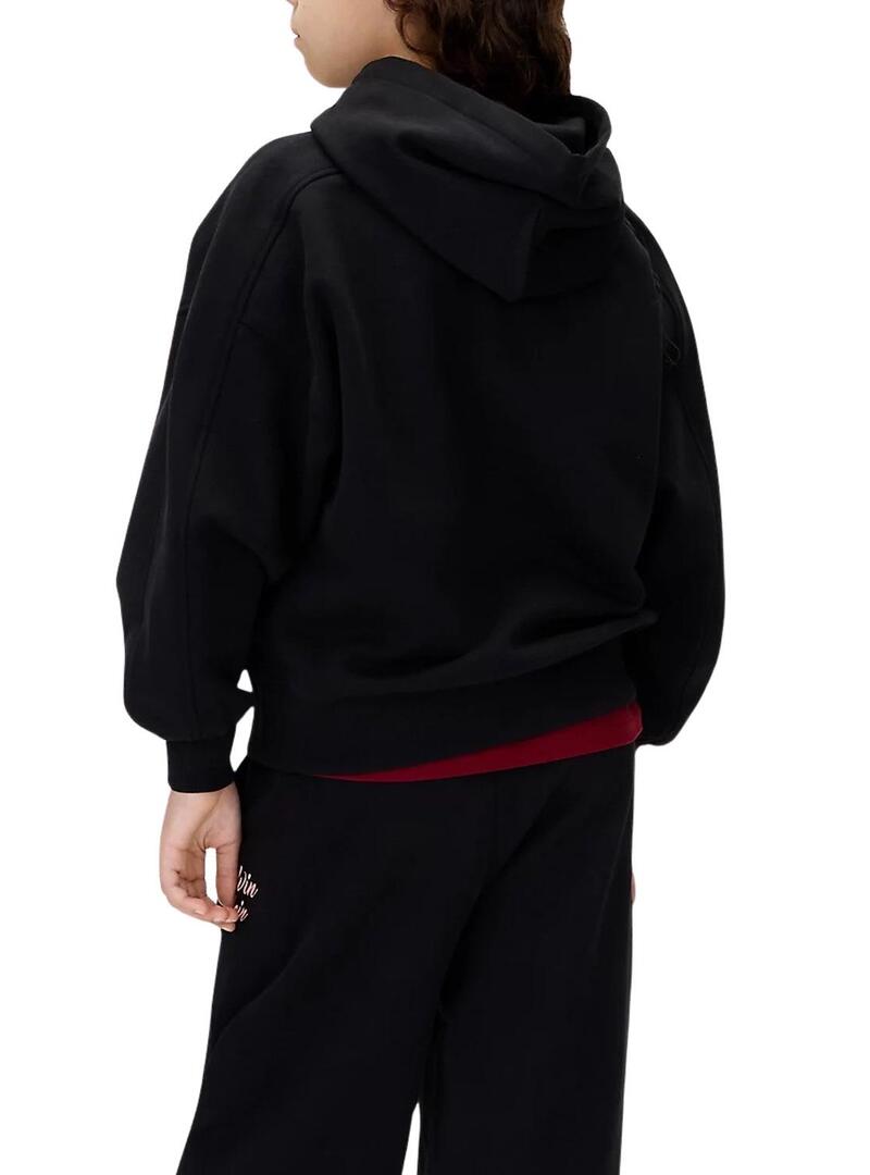 Felpa Calvin Klein Script logo nera per bambina