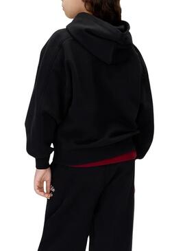 Felpa Calvin Klein Script logo nera per bambina