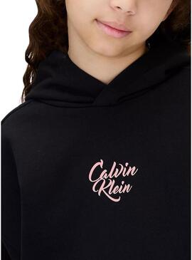 Felpa Calvin Klein Script logo nera per bambina