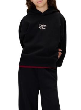 Felpa Calvin Klein Script logo nera per bambina