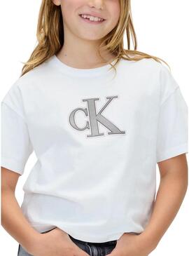 Maglietta Calvin Klein Festive logo bianca bambina