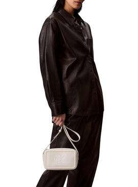 Borsa Calvin Klein Jeans Bold Camera bianca per donna