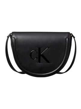 Borsa Calvin Klein Jeans Bold Saddle nera per donna