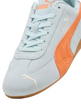 Sneakers Puma Speedcat OG azzurro e arancione per donna.